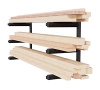 QLS Étagère murale en bois pour atelier, 3 niveaux, noire