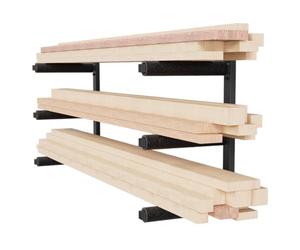 QLS Étagère murale en bois pour atelier, 3 niveaux, noire