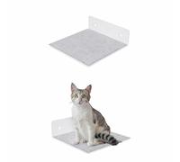 QLS Étagère murale pour chat - 20 x 20 cm - En feutre gris revêtu par pulvérisation - Charge maximale : 10 kg - Blanc