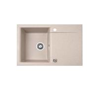 QLS Évier 76 x 44 cm avec égouttoir et siphon réversible - Beige Luna