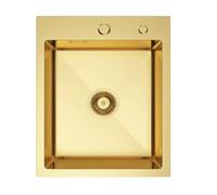 QLS Évier cuisine inox 40x50 cm avec distributeur savon Or PVD