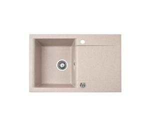 QLS Évier de cuisine 76x44 cm en composite de quartz avec égouttoir, beige