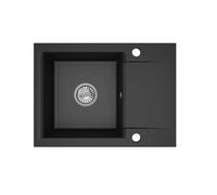 QLS Évier De Cuisine Luna 59 Reversible 59x44 Cm Avec Égouttoir Noir