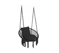 QLS Fauteuil suspendu avec coussin pour le jardin & la maison Fauteuil à bascule jusqu'à 150kg noir 11299