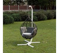 QLS Fauteuil suspendu Structure acier avec crochet 203 cm Stable jusqu'à 100 kg Outdoor Blanc 11259
