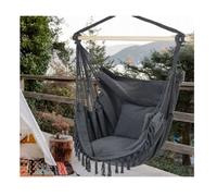 QLS Fauteuil suspendu style boho 130x100 cm avec 2 coussins Chaise suspendue jusqu'à 200 kg graphite 11281