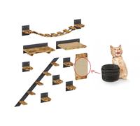 QLS Kit mur d'escalade pour chats Pont suspendu Lit pour chats Etagère pour chats à fixer au mur 11161