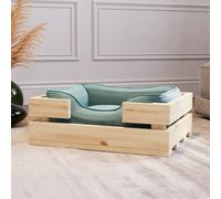 QLS Lit en bois pour animaux domestiques pour chats et petits chiens 45x36 cm Cage de couchage robuste 11153