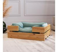 QLS Lit en bois pour animaux domestiques pour chats et petits chiens 45x36 cm Panier huilé 11155