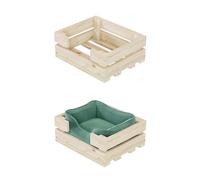 QLS Lit en bois pour chats et petits chiens, 45 x 36 cm, panier robuste (non peint)