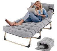 QLS Lit pliant avec matelas et oreiller 193 cm