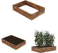 QLS Lit surélevé 120x80x24 cm en bois Flammé Planter des légumes Herbes Jardin 11171