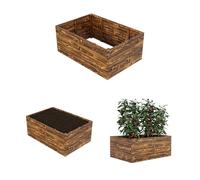QLS Lit surélevé 120x80x48 cm en bois Flammé Empilable Légumes Herbes 11172