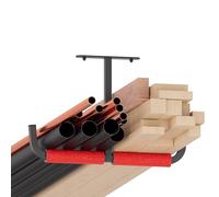 QLS Lot de 2 crochets muraux, crochets de plafond, de garage, pour échelle, vélo, pêche, montage au plafond, mousse de protection, rouge