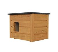 QLS Maison à chat isolée en bois 57 x 47 cm en teck pour l'extérieur