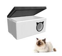 QLS Maison pour chat 58x38 cm Résistante aux intempéries en polystyrène avec rideau