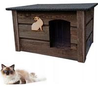 QLS Maison pour chat en bois 60x44cm Isolée en palissandre Hivernale Montée Extérieur 10994