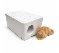 QLS Maison pour chat résistante aux intempéries en polystyrène 60 x 40 x 30 cm - Maison de protection légère isolée pour chat d'extérieur
