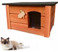 Maison Pour Chats En Bois 60X44 Cm Isolée Teck Hivernale Montée Extérieure