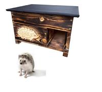 QLS Maison pour hérisson Bois Toit Amovible 50 x 40 cm Brûlé