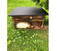QLS Maison pour hérisson en bois 40x50x30 cm avec toit amovible Résistant aux intempéries Flammé 11256