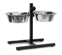 QLS Mangeoire réglable en hauteur avec 2 gamelles en acier inoxydable de 4,7 l chacune, support ergonomique et antidérapant pour grands chiens