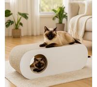 QLS Meuble griffoir 3en1 pour chats Carton ondulé 75×27×29 cm Gris Griffoir Grotte 11370