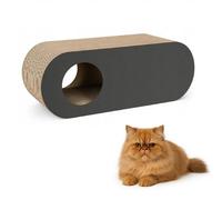 QLS Meubles pour chat en carton ondulé et HDF - 75 × 27 × 29 cm - griffoir, grotte pour chat, couchette - avec jouet pour chat et herbe à chat (graphite)