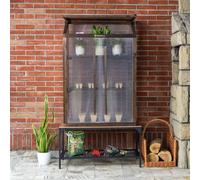 QLS Mini serre pour balcon bois & polycarbonate 80x42x121 cm foncé 11264