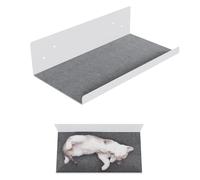 QLS Mur d'escalade pour chat - 27 x 50 cm - Avec feutre gris revêtu par pulvérisation - Montage mural jusqu'à 10 kg - Blanc