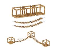 QLS Mur d'escalade pour chat avec 2 ponts et 3 chaises longues en bois, montage au plafond