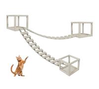 QLS Mur d'escalade pour chat avec 2 ponts et 3 chaises longues en bois, montage au plafond, réglable