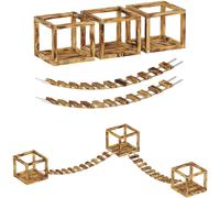 QLS Mur d'escalade pour chats 2 ponts et 3 couchettes montage au plafond bois flammé 11235