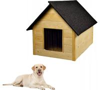 QLS Niche en bois pour chiens 101x69 cm Isolée en bois naturel Résistante à l'hiver Extérieur 10985