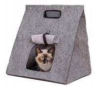 QLS Niche pour chat - 41 x 40 cm - En feutre robuste - Gris - Facile d'entretien - Pour l'intérieur