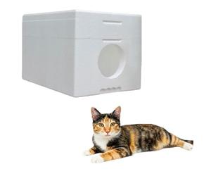 QLS Niche pour chat en polystyrène résistante aux intempéries - 58 x 38 cm - Abri isolé pour l'extérieur