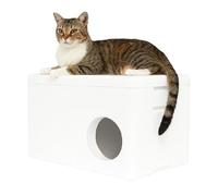 QLS Niche pour chat en polystyrène résistante aux intempéries - 58 x 38 x 35 cm - Abri isolé pour l'extérieur