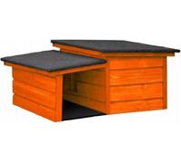 QLS Niche pour chats et chiens, taille S, avec auvent, isolée, résistante à l'hiver, en pin, en plein air 11000