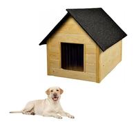 QLS Niche pour chien en bois 101 x 69 cm isolée en bois naturel résistant à l'hiver (bois naturel, 101 x 69 cm)
