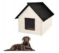 QLS Niche pour chien en bois 101 x 69 cm isolée en bois naturel résistant à l'hiver pour l'extérieur (blanc, 101 x 69 cm)