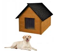 QLS Niche pour chien en bois 101 x 69 cm isolée en bois naturel résistant à l'hiver pour l'extérieur (marron noix, 101 x 69 cm)