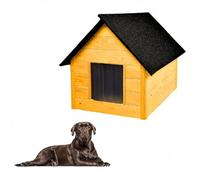 QLS Niche pour chien en bois 101 x 69 cm isolée en bois naturel résistant à l'hiver pour l'extérieur (pin, 101 x 69 cm)