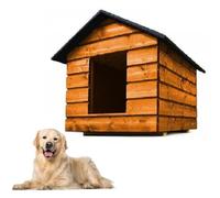 QLS Niche pour chien taille L avec rideau isolé résistant à l'hiver pour l'extérieur (pin, taille L)