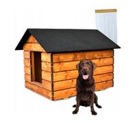 QLS Niche pour chien taille L avec rideau isolé résistant à l'hiver pour l'extérieur (pin, taille L)