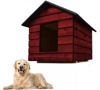 QLS Niche pour chiens taille L avec rideau Isolée pour l'hiver Acajou Outdoor 11003