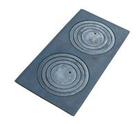 QLS Plaque de Cuisson Fonte avec Anneaux 62 x 32 cm Noir