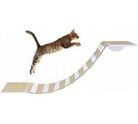 QLS Pont pour chats avec 2 lits pour chats Set 130 cm fixation murale bois blanc beige 10956