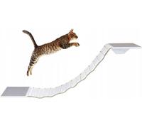 QLS Pont pour chats avec 2 lits pour chats Set 130 cm fixation murale bois blanc gris 10954