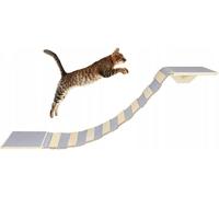 QLS Pont pour chats avec 2 lits pour chats Set 130 cm fixation murale bois naturel gris 10959
