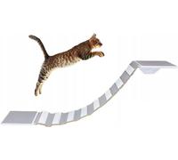QLS Pont pour chats avec 2 lits pour chats Set 130 cm Fixation murale en bois Gris 10953